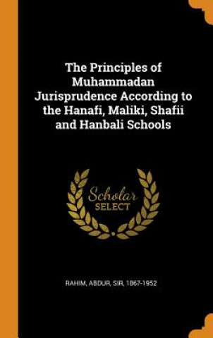 Carte Principles of Muhammadan Jurisprudence According to the Hanafi, Maliki, Shafii and Hanbali Schools ABDUR RAHIM