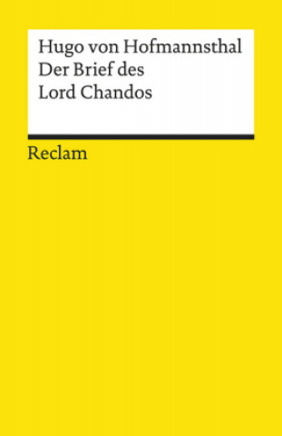 Kniha Der Brief des Lord Chandos Hugo Von Hofmannsthal