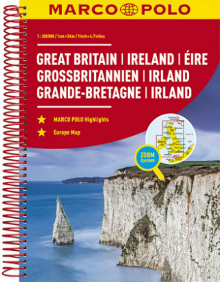 Carte MARCO POLO Reiseatlas Großbritannien, Irland 1:300.000. Great Britain, Ireland, Éire / La Grande-Bretagne, Irlande 