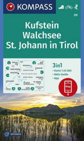 Tiskovina KOMPASS Wanderkarte Kufstein, Walchsee, St. Johann in Tirol Kompass-Karten Gmbh