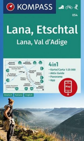 Tiskanica KOMPASS Wanderkarte 054 Lana, Etschtal Lana, Val d'Adige 1:25.000 Kompass-Karten Gmbh