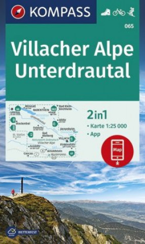 Nyomtatványok KOMPASS Wanderkarte 065 Villacher Alpe, Unterdrautal 1:25.000 Kompass-Karten Gmbh