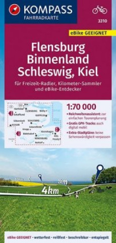 Materiale tipărite KOMPASS Fahrradkarte Flensburg Binnenland, Schleswig, Kiel 1:70.000 Kompass-Karten Gmbh