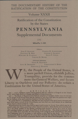 Kniha The Documentary History of the Ratification of the Constitution, Volume 32: Ratification of the Constitution by the States Pennsylvania Supplemental D John P. Kaminski