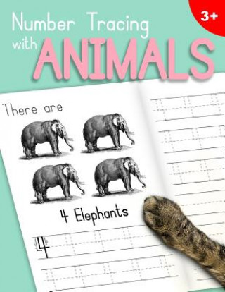 Książka Number Tracing With Animals: Learn the Numbers - Number and Counting Practice Workbook for Children in Preschool and Kindergarten - Mint-Pink Cover Dr Ashley Thomas