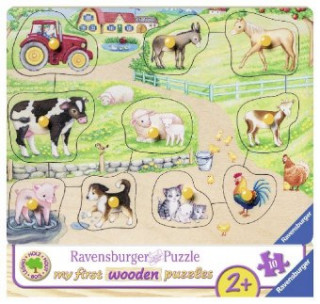 Joc / Jucărie Ravensburger Kinderpuzzle - 03689 Morgens auf dem Bauernhof - my first wooden puzzle mit 10 Teilen - Puzzle für Kinder ab 2 Jahren - Holzpuzzle 