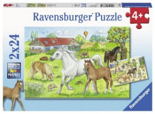 Játék Ravensburger Kinderpuzzle - 07833 Auf dem Pferdehof - Puzzle für Kinder ab 4 Jahren, mit 2x24 Teilen 