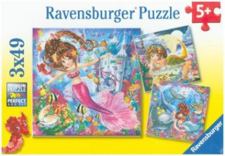 Játék Ravensburger Kinderpuzzle - 08063 Bezaubernde Meerjungfrauen - Puzzle für Kinder ab 5 Jahren, mit 3x49 Teilen 