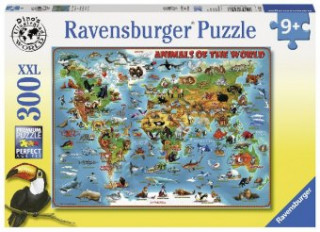 Igra/Igračka Ravensburger Kinderpuzzle - 13257 Tiere rund um die Welt - Puzzle-Weltkarte für Kinder ab 9 Jahren, mit 300 Teilen im XXL-Format 
