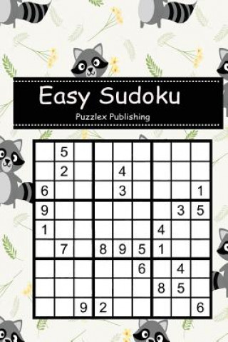 Buch Easy Sudoku: Sudoku Puzzle Game for Beginers with Cute Raccoon and Tiny Flower Cover Puzzlex Publishing