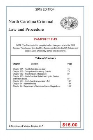 Könyv North Carolina Criminal Law and Procedure-Pamphlet 49 Tony Rivers Sr