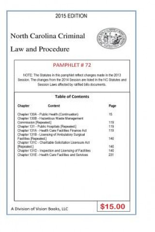 Könyv North Carolina Criminal Law and Procedure-Pamphlet 72 Tony Rivers Sr