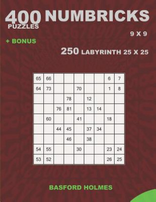 Carte 400 NUMBRICKS puzzles 9 x 9 + BONUS 250 LABYRINTH 25 x 25: Sudoku with EASY, MEDIUM, HARD, VERY HARD levels puzzles and a Labyrinth very hard levels Basford Holmes