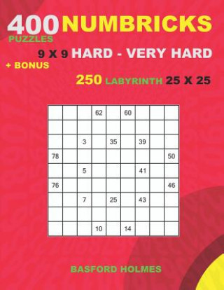 Carte 400 NUMBRICKS puzzles 9 x 9 HARD - VERY HARD + BONUS 250 LABYRINTH 25 x 25: Sudoku with Hard - VERY HARD levels puzzles and a Labyrinth very hard leve Basford Holmes