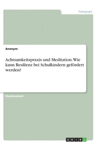 Könyv Achtsamkeitspraxis und Meditation. Wie kann Resilienz bei Schulkindern gefördert werden? Anonym