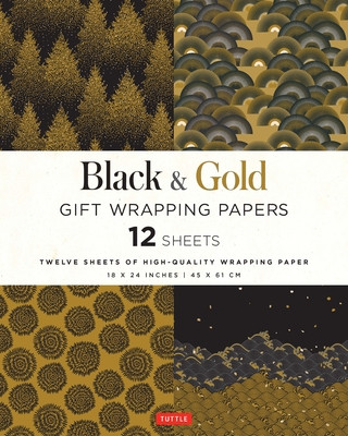 Carte Black & Gold Gift Wrapping Papers - 12 Sheets Tuttle Publishing