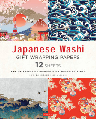 Book Japanese Washi Gift Wrapping Papers - 12 Sheets Tuttle Publishing
