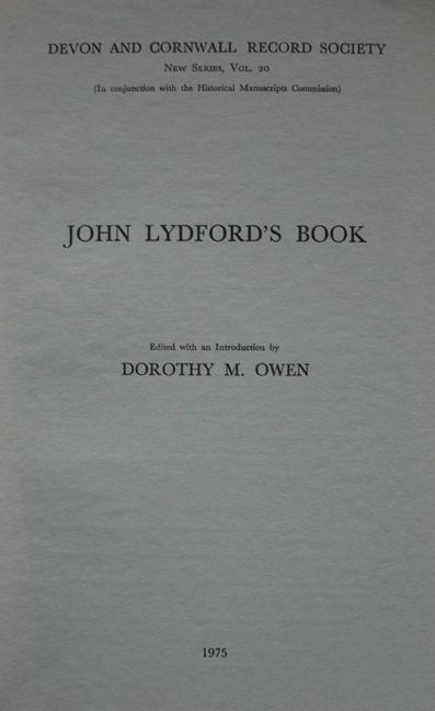 Book John Lydford's Book Dorothy Owen