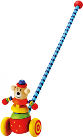 Játék Dřevěná tahací hračka: Medvěd na tyči 