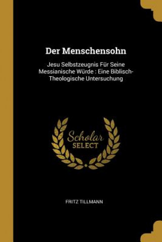 Kniha Der Menschensohn: Jesu Selbstzeugnis Für Seine Messianische Würde: Eine Biblisch-Theologische Untersuchung Fritz Tillmann