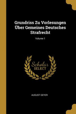 Kniha Grundriss Zu Vorlesungen Über Gemeines Deutsches Strafrecht; Volume 1 August Geyer