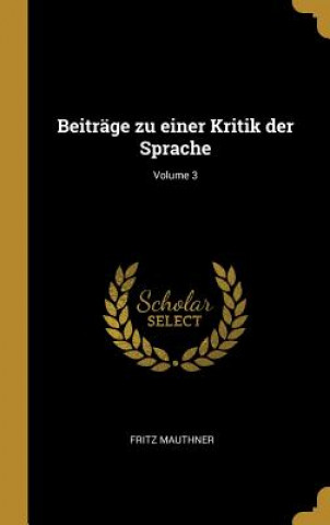 Książka Beiträge Zu Einer Kritik Der Sprache; Volume 3 Fritz Mauthner