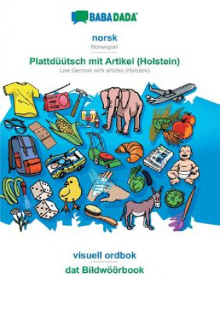 Carte BABADADA, norsk - Plattduutsch mit Artikel (Holstein), visuell ordbok - dat Bildwoeoerbook Babadada GmbH