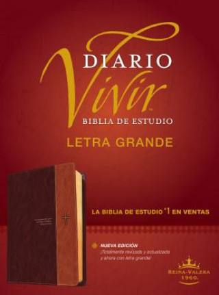 Kniha Biblia de Estudio del Diario Vivir Rvr60, Letra Grande (Letra Roja, Sentipiel, Café/Café Claro) Tyndale