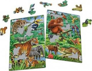 Hra/Hračka Puzzle MIDI - Zvířata v Indii,JV Asii /29 dílků (2 druhy) 