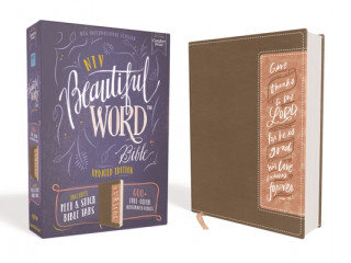 Carte Niv, Beautiful Word Bible, Updated Edition, Peel/Stick Bible Tabs, Leathersoft, Brown/Pink, Red Letter, Comfort Print: 600+ Full-Color Illustrated Ver Zondervan