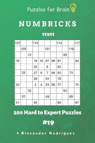 Könyv Puzzles for Brain - Numbricks 200 Hard to Expert Puzzles 11x11 Vol. 19 Alexander Rodriguez