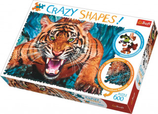 Játék Trefl Puzzle Útok tygra / 600 dílků, Crazy Shapes 