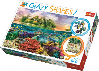 Hra/Hračka Trefl Puzzle Tropický ostrov / 600 dílků, Crazy Shapes 