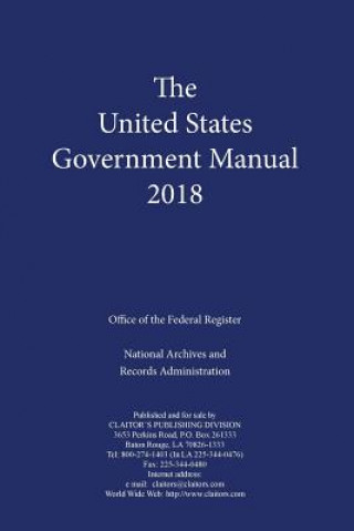 Kniha United States Government Manual 2018 National Archives and Records Administration