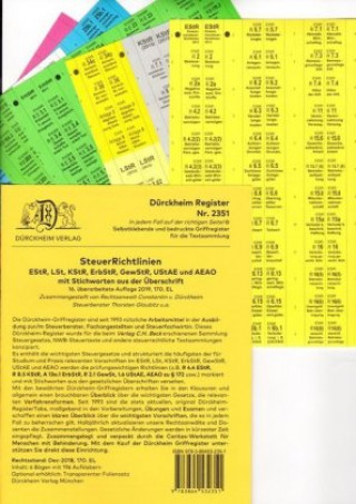 Kniha DürckheimRegister® STEUERRICHTLINIEN mit STICHWORTEN aus der gesetzlichen Überschrift - 2021/2022 Thorsten Glaubitz