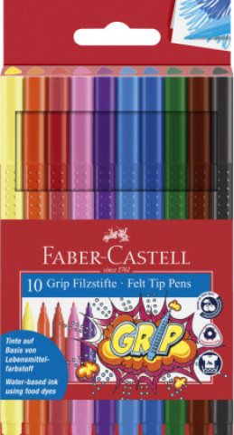 Artykuły papiernicze Flamastry Faber-Castell Grip 10 kolorów w etui 