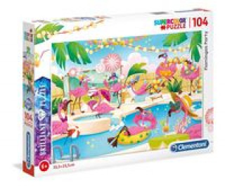 Játék Puzzle Supercolor Brilliant Flamingos Party 104 