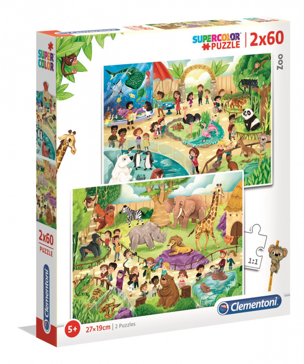 Játék Puzzle Supercolor Zoo 2x60 