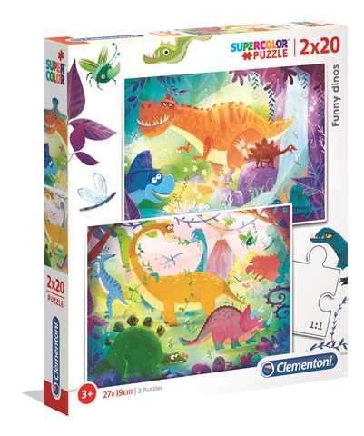 Játék Puzzle Supercolor Funny Dinos 2 x 20 