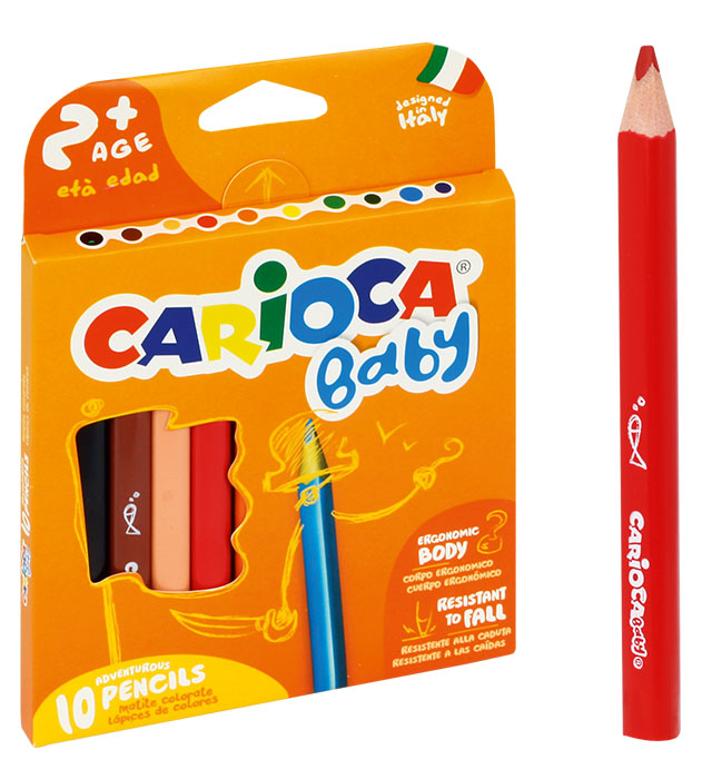 Papírszerek Kredki ołówkowe trójkątne Baby 10 kolorów Carioca 