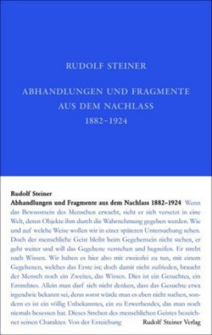 Könyv Abhandlungen und Fragmente aus dem Nachlass 1897-1925 Rudolf Steiner