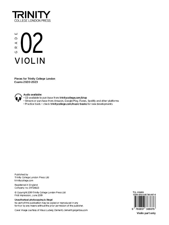 Materiale tipărite Trinity College London Violin Exam Pieces 2020-2023: Grade 2 (part only) TRIN COLLEGE LONDON