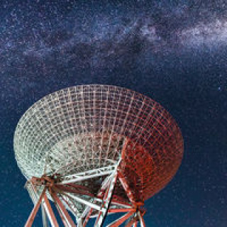 Stationery items Karnet kwadrat z kopertą Radio Telescope under Milky Way 