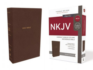 Kniha NKJV, Compact Single-Column Reference Bible, Imitation Leather, Brown, Red Letter Edition, Comfort Print Thomas Nelson