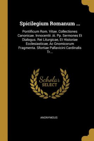 Boek Spicilegium Romanum ...: Pontificum Rom. Vitae. Collectiones Canonicae. Innocentii .iii. Pp. Sermones Et Dialogus. Rei Liturgicae, Et Historiae Anonymous