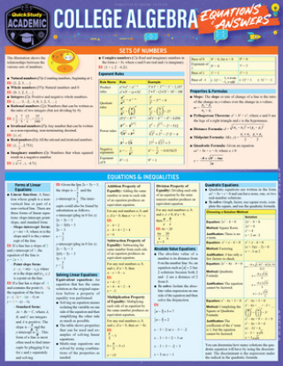 Kniha College Algebra Equations & Answers: A Quickstudy Laminated Reference Guide Expolog LLC