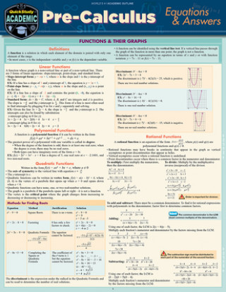 Книга Pre-Calculus Equations & Answers: A Quickstudy Laminated Reference Guide Expolog LLC