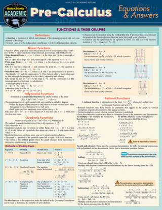 Książka Pre-Calculus Equations & Answers: A Quickstudy Laminated Reference Guide Expolog LLC