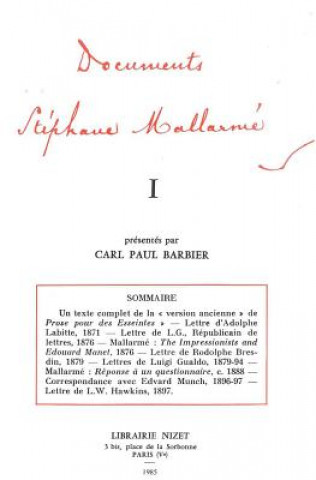 Book Documents Stephane Mallarme I Carl Paul Barbier