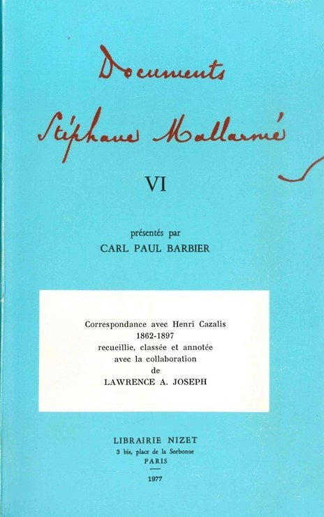 Buch Documents Stephane Mallarme VI Carl Paul Barbier